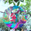Stainless Steel Hanging Wind Spinner 3D Rotating Wind Chimes - multicolor