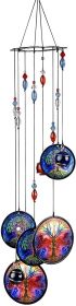 Garden Metal Wind Chimes Tree of Life Sympathy Crystal - Blue