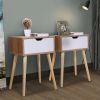 Nightstand, Modern End Table with Drawer, Wooden Side Table for Living Room and Bedroom, Home Furniture - wood color 2 pcs