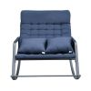 Rocking Lounge Chair,Armchair Rocker with Pillow and Cushion,for Living Room, Bedroom,Navy Blue - 2 Person
