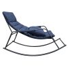 Rocking Lounge Chair,Armchair Rocker with Pillow and Cushion,for Living Room, Bedroom,Navy Blue - 2 Person