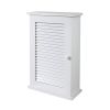 Wall Mounted Cabinet;  Hanging Medicine Cabinet with 3 Tiers;  Single Louvered Door;  Floating Cupboard for Home Bathroom Bedroom;  White - White