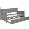 Twin Size Wood Daybed with Twin Size Trundle - Gray