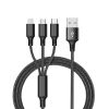 3 In 1 USB Cable For IPhone XS Max XR X 8 7 Charging Charger Micro USB Cable For Android USB TypeC Mobile Phone Cables - Silver