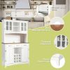 Kitchen Storage Cabinet Cupboard with Wine Rack and Drawers - White