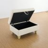 White Faux Leather Storage Ottoman Living Room Sofa - White