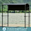 Outdoor 7Ft.Wx4.5Ft.L Iron Double Tiered Backyard Patio BBQ Grill Gazebo with Side Awning, Bar Counters and Hooks - Gray - Metal