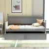 Twin Size Wood Daybed with Twin Size Trundle - Gray