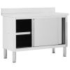 Work Table with Sliding Doors 47.2"x19.7"x(37.4"-38.2") Stainless Steel - 51051