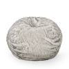 Schley Modern Glam 5 Foot Short Faux Fur Bean Bag, White and Gray - as Pic