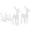 Reindeers & Sleigh Christmas Decoration 160 LEDs 51.2" Acrylic - White