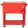 Outdoor Portable Rolling Party Cooler Cart Patio Mobile Ice Chests Beverage Icebox Beer Cola Cooler Trolley - red