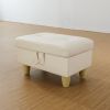 White Semi PU Synthetic Leather Ottoman Living Room Sofa - White