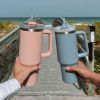 1200ml Stainless Steel Mug Coffee Cup Thermal Travel Car Auto Mugs Thermos 40 Oz Tumbler with Handle Straw Cup Drinkware New In - Q - 1200ml
