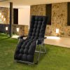 67x22in Chaise Lounger Cushion Recliner Rocking Chair Sofa Mat Deck Chair Cushion - Black