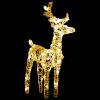 Reindeers & Sleigh Christmas Decoration 160 LEDs 51.2" Acrylic - White