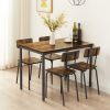 Dining Table Set 5-Piece Dining Chair with Backrest, Industrial style, Sturdy construction. Rustic Brown, 43.31'' L x 27.56'' W x 30.32'' H. - as Pic