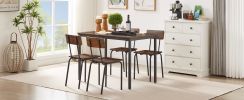 Dining Table Set 5-Piece Dining Chair with Backrest, Industrial style, Sturdy construction. Rustic Brown, 43.31'' L x 27.56'' W x 30.32'' H. - as Pic
