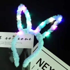 Luminous Plush 14 Lamp Rabbit Ears Headband (Option: 14 Lamp Rabbit Ears Blue)