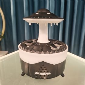 Raining Humidifier UFO Raindrop Aromatherapy Ultrasonic Water Drop Air Rain Humidifier 350ml 7 Colors LED Lamp Raindrop Aroma Diffuser (Option: Black-EU)