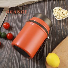 Household Portable Large Capacity Stainless Steel Braised Cup (Option: Orange-800ml)