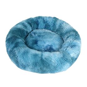 Doghouse Plush Round Pets Keep Warm In Autumn And Winter (Option: Cyan Tie Dye-5XL)