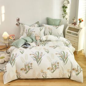 Cotton Single And Double Student Dormitory Three Piece Quilt Cover (Option: Lily of the valley language-Single Quilt Cover 150 X200cm)