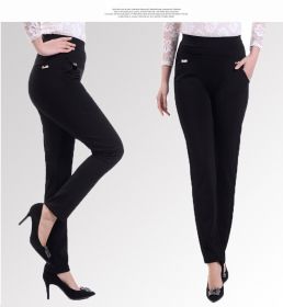 Middle-aged Women's Small Feet Stretch Casual Pants (Option: Black-4XL)
