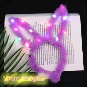 Luminous Plush 14 Lamp Rabbit Ears Headband (Option: 14 Lamp Rabbit Ears Purple)