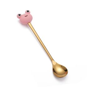 Christmas Cartoon Tableware Cat's Paw Spoon (Option: Pink Frog Golden Spoon)