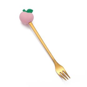 Christmas Cartoon Tableware Cat's Paw Spoon (Option: Golden Fork Peach)