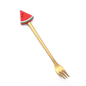 Christmas Cartoon Tableware Cat's Paw Spoon (Option: Golden Fork Watermelon)