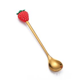 Christmas Cartoon Tableware Cat's Paw Spoon (Option: Golden Spoon Strawberry)