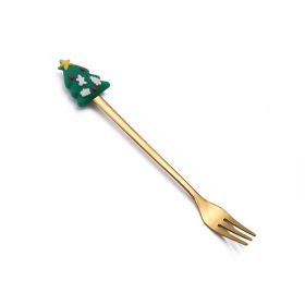 Christmas Cartoon Tableware Cat's Paw Spoon (Option: Golden Fork Christmas Tree)