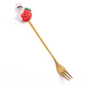Christmas Cartoon Tableware Cat's Paw Spoon (Option: Golden Fork Strawberry Rabbit)