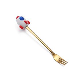 Christmas Cartoon Tableware Cat's Paw Spoon (Option: Golden Fork Rocket)