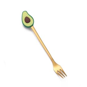Christmas Cartoon Tableware Cat's Paw Spoon (Option: Golden Fork Avocado)