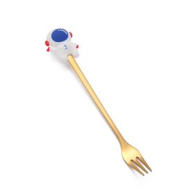 Christmas Cartoon Tableware Cat's Paw Spoon (Option: Golden Fork Waving Astronaut)