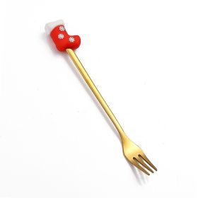 Christmas Cartoon Tableware Cat's Paw Spoon (Option: Gold Fork Christmas Stockings)
