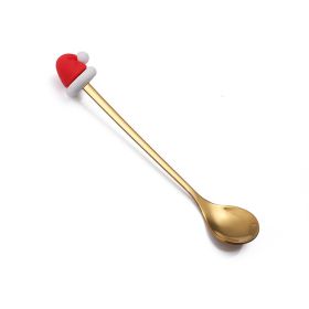 Christmas Cartoon Tableware Cat's Paw Spoon (Option: Golden Spoon Christmas Hat)