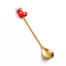 Christmas Cartoon Tableware Cat's Paw Spoon (Option: Gold Spoon Christmas Stockings)
