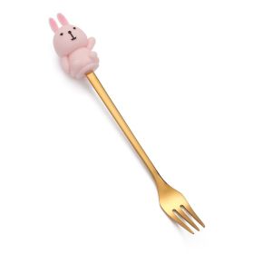 Christmas Cartoon Tableware Cat's Paw Spoon (Option: Rabbit Golden Fork)