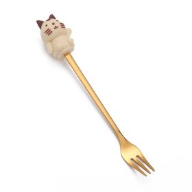 Christmas Cartoon Tableware Cat's Paw Spoon (Option: Cat Golden Fork)