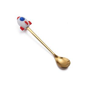 Christmas Cartoon Tableware Cat's Paw Spoon (Option: Golden Spoon Rocket)