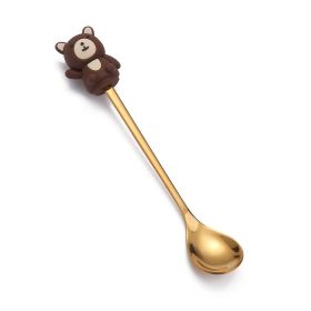 Christmas Cartoon Tableware Cat's Paw Spoon (Option: Brown Bear Golden Spoon)