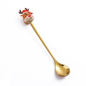 Christmas Cartoon Tableware Cat's Paw Spoon (Option: Golden Spoon Christmas Elk)