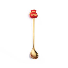 Christmas Cartoon Tableware Cat's Paw Spoon (Option: Gold Spoon Lucky Bag)