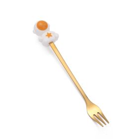 Christmas Cartoon Tableware Cat's Paw Spoon (Option: Golden Fork Astronaut Yellow)