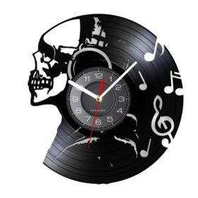 Skull Creative Vintage Ornament Record Vinyl Wall Clock (Option: YG00H1101)