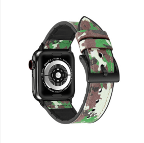 Light Luxury Smart Watch Leather Strap (Option: Camouflage green-42mm44mm45mm)